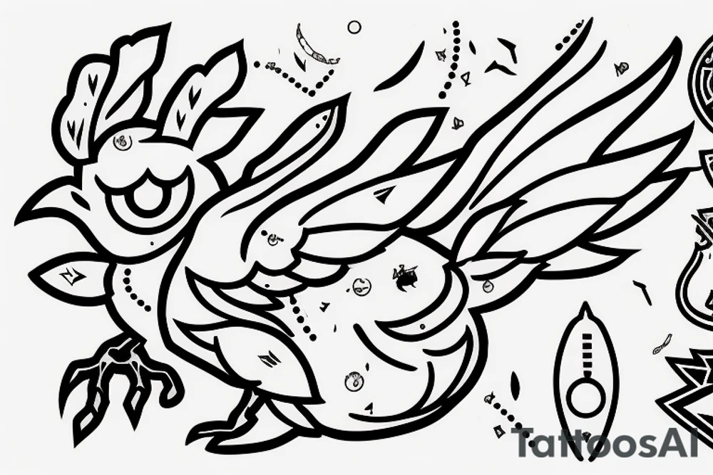 Judgement Bird from Lobotomy corporation with unbalanced scale tattoo idea