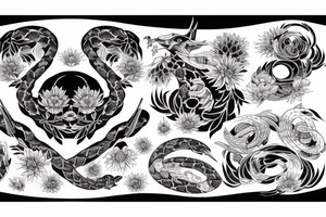 Viper surrounded by chrysanthemum tattoo idea