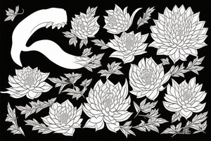 Viper surrounded by chrysanthemum tattoo idea