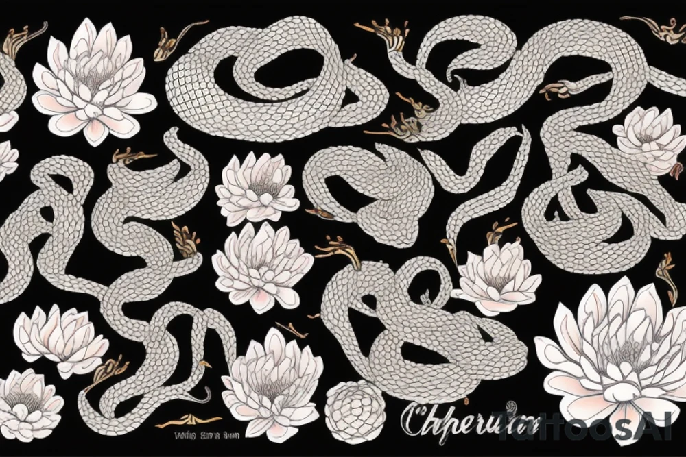 Viper surrounded by chrysanthemum tattoo idea