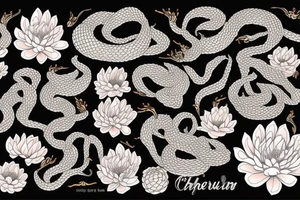 Viper surrounded by chrysanthemum tattoo idea