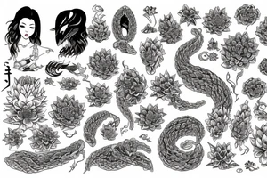 Viper surrounded by chrysanthemum tattoo idea