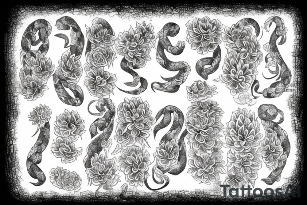 Viper surrounded by chrysanthemum tattoo idea