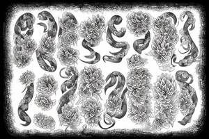 Viper surrounded by chrysanthemum tattoo idea