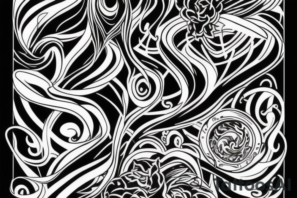 Art blackwork with flowing neon patterns and colors tattoo idea Art blackwork with flowing neon patterns and colors tattoo idea