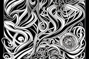 Art blackwork with flowing neon patterns and colors tattoo idea