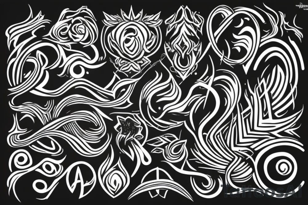 Art blackwork with flowing neon patterns and colors tattoo idea