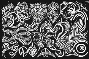 Art blackwork with flowing neon patterns and colors tattoo idea