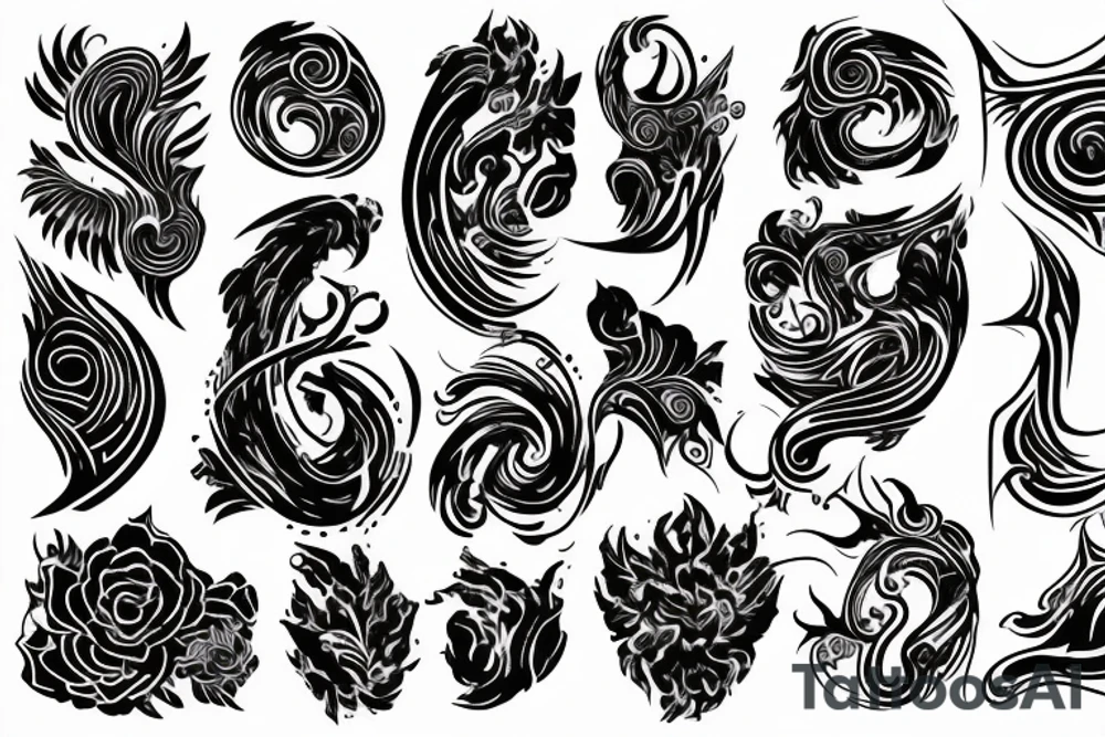 Art blackwork with flowing neon patterns and colors tattoo idea