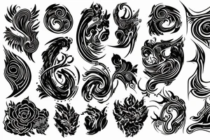 Art blackwork with flowing neon patterns and colors tattoo idea