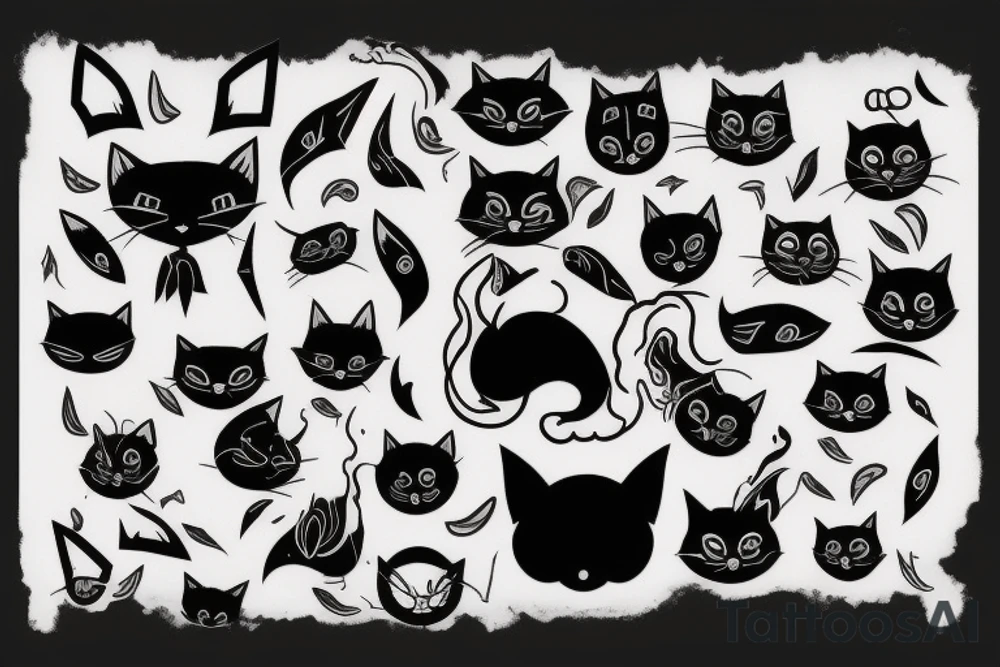 Black cat and bat tattoo idea