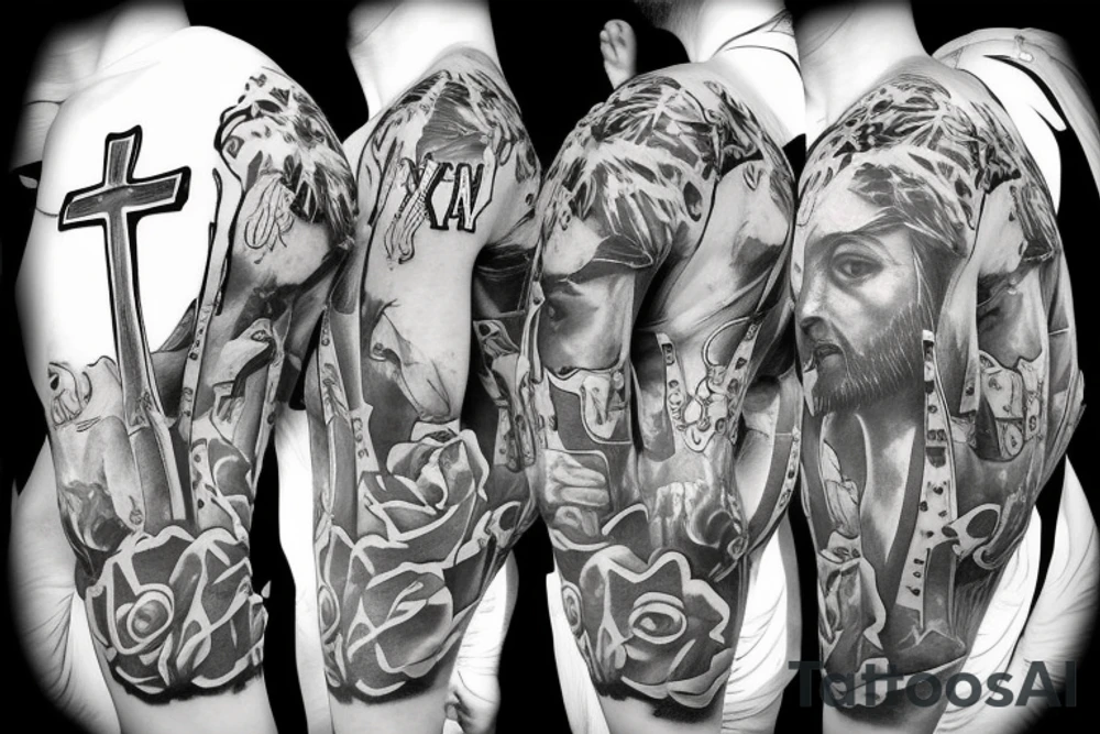 A cross with Jesus combined into it tattoo idea