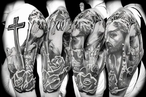 A cross with Jesus combined into it tattoo idea