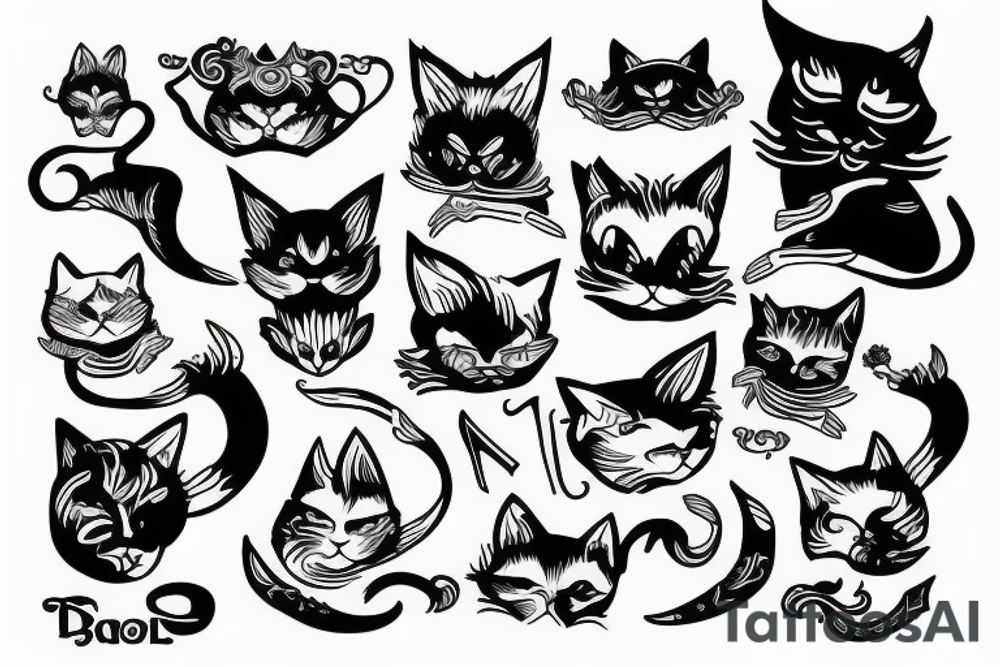 Mirror Devil Cat tattoo idea