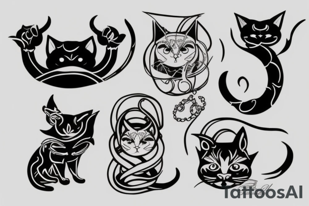 Mirror Devil Cat tattoo idea