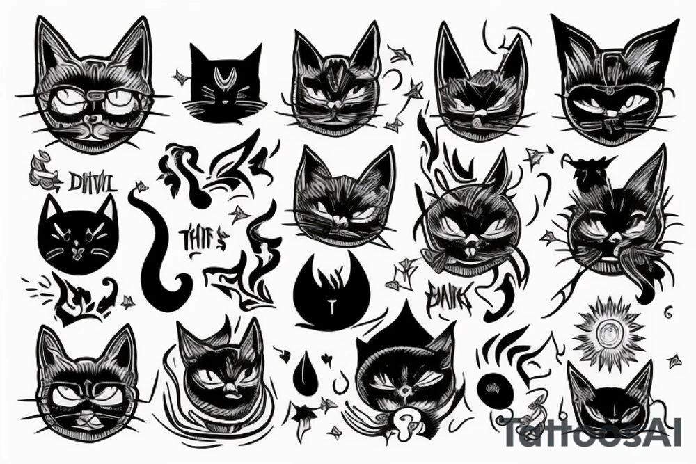 The devil's cat in the smoke tattoo idea