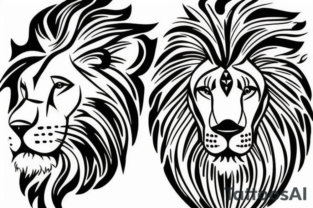 Lion,mountains tattoo idea