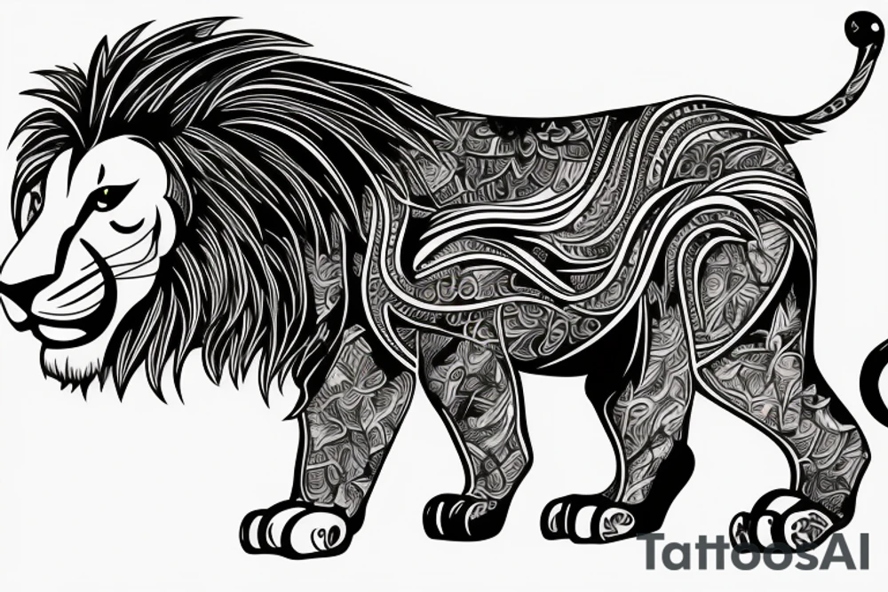 Lion,mountains tattoo idea