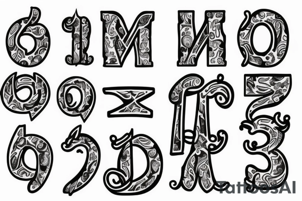 4 letter initials of a name tattoo idea