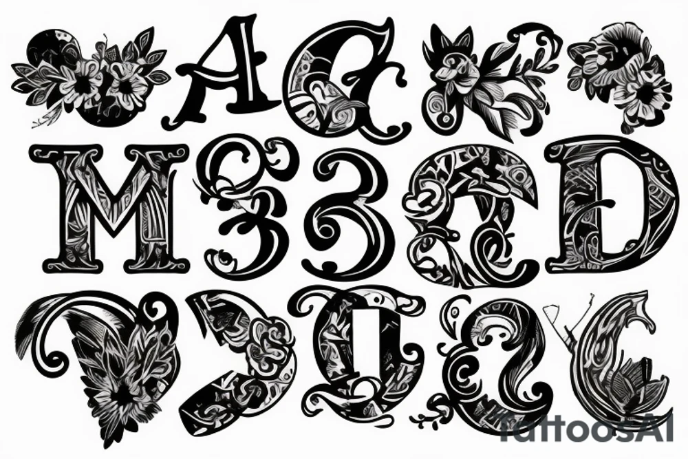 4 letter initials of a name tattoo idea