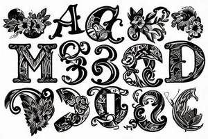 4 letter initials of a name tattoo idea