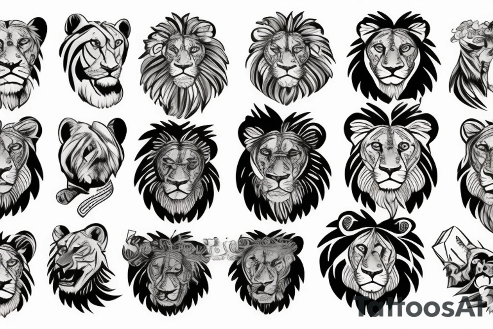 Lion,mountains tattoo idea