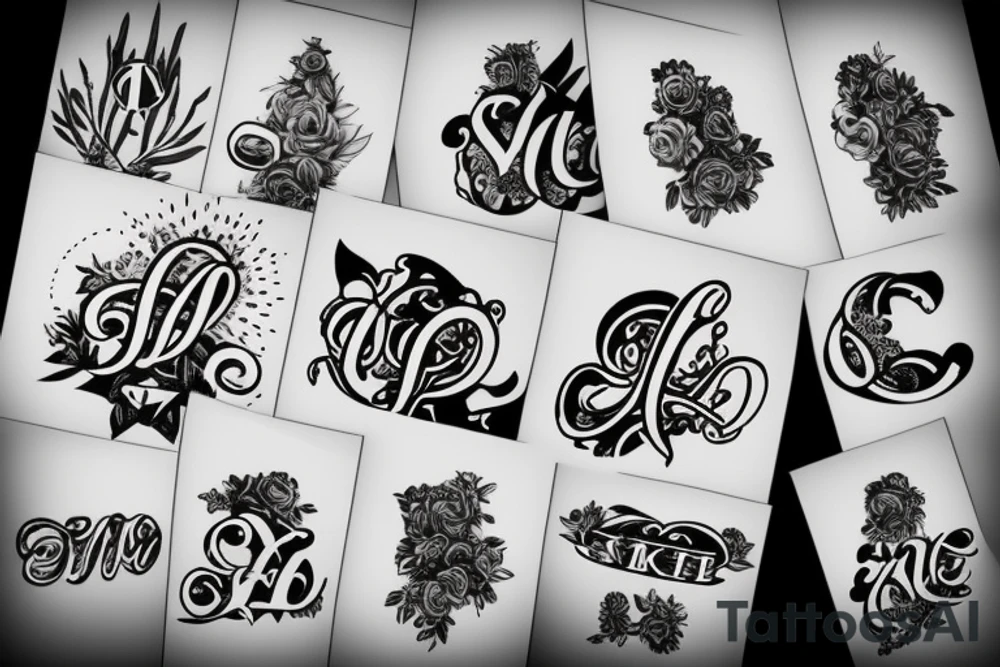 4 letter initials of a name tattoo idea