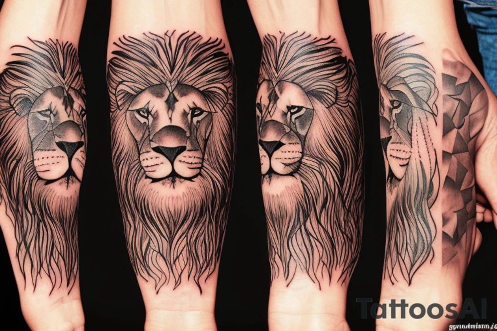 Lion,mountains tattoo idea