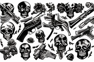 skeleton,gun tattoo idea