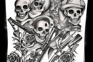 skeleton,gun tattoo idea