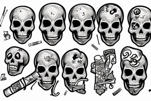 skeleton,smoke,cigarette tattoo idea
