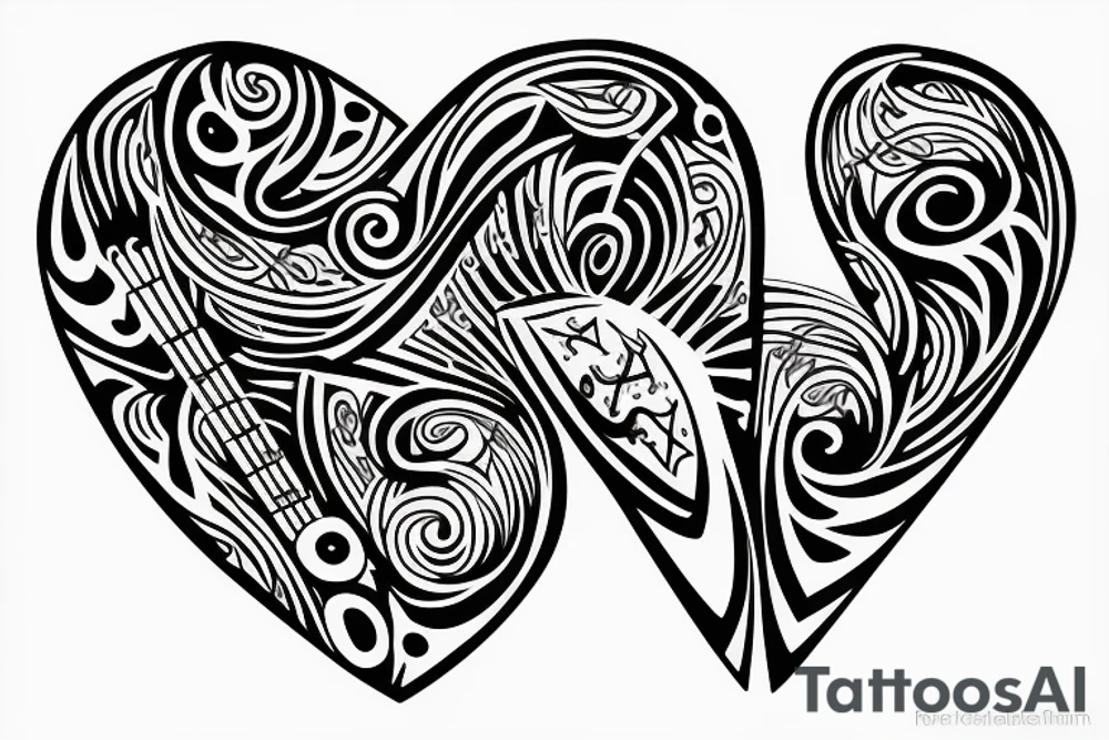 music,heart tattoo idea