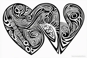 music,heart tattoo idea
