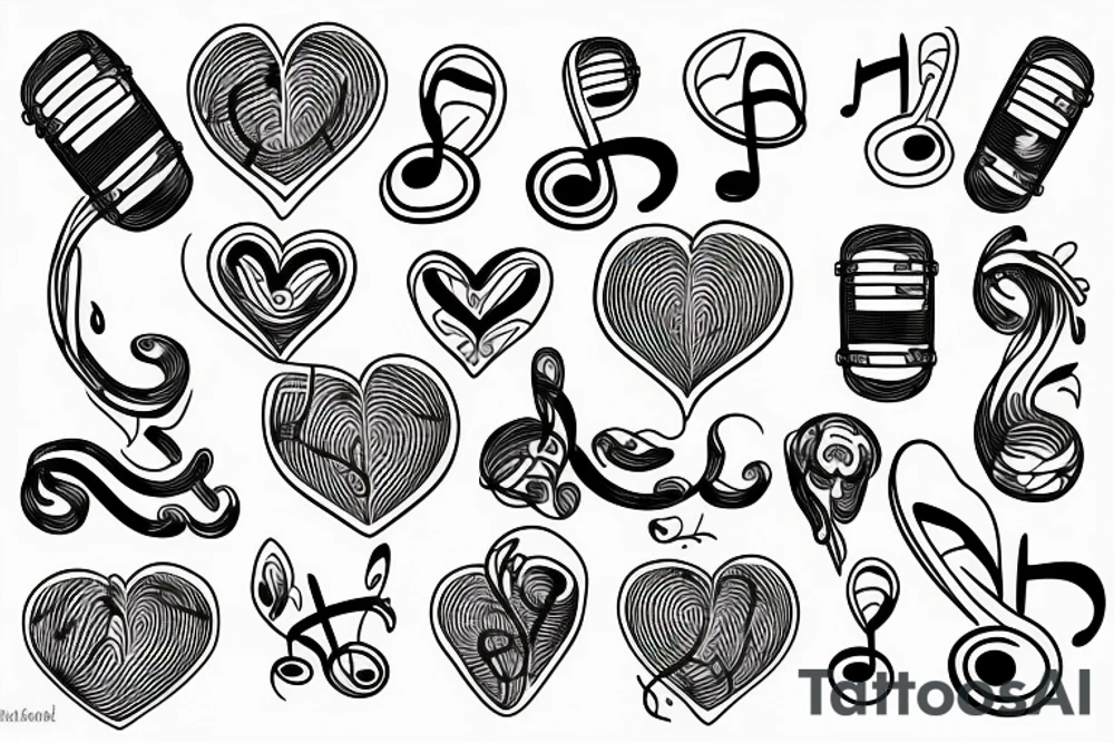 music,heart tattoo idea