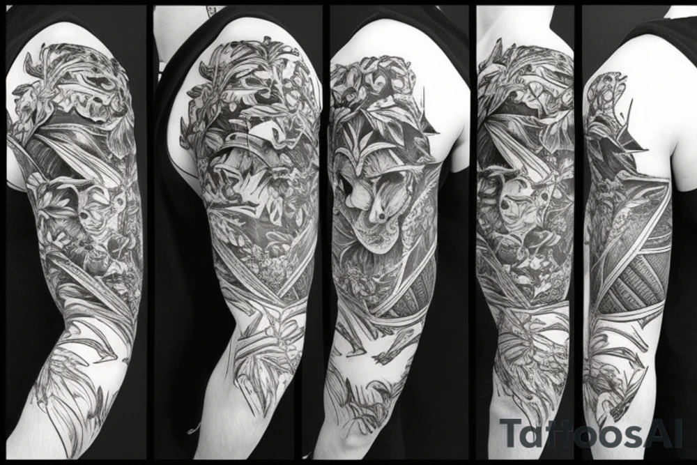 bali, scotland, jungle, forest, adventure sleeve tattoo idea bali, scotland, jungle, forest, adventure sleeve tattoo idea