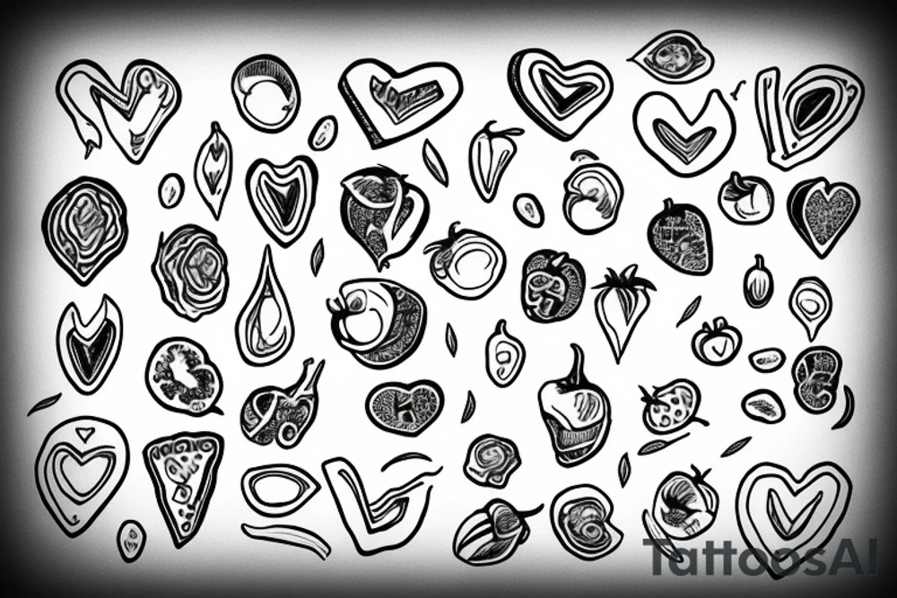 Love heart with a chili and a thunderbolt through it tattoo idea