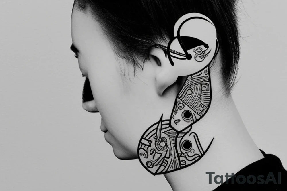 Minimalistic, small, headphones tattoo idea