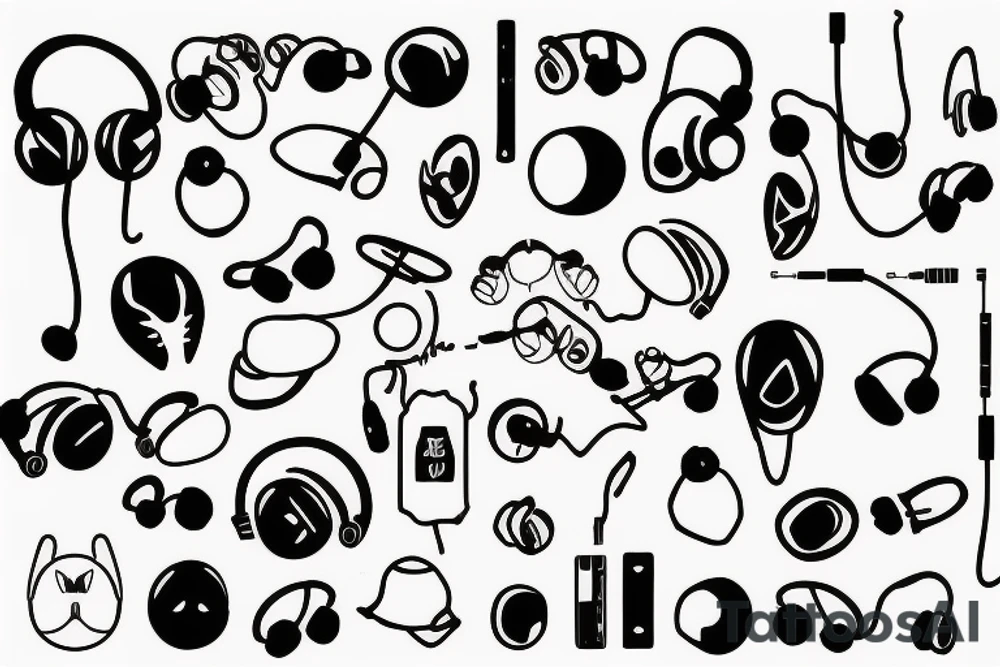 Minimalistic, small, headphones tattoo idea