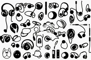 Minimalistic, small, headphones tattoo idea