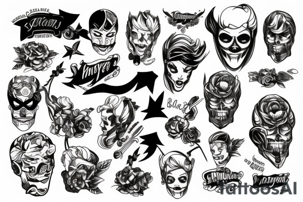 Black harley motorcycle sleeve tattoo idea