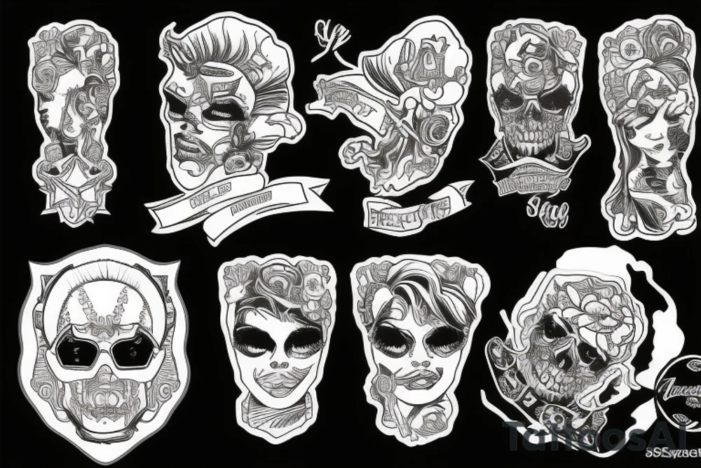 Black harley motorcycle sleeve tattoo idea