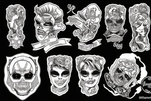 Black harley motorcycle sleeve tattoo idea