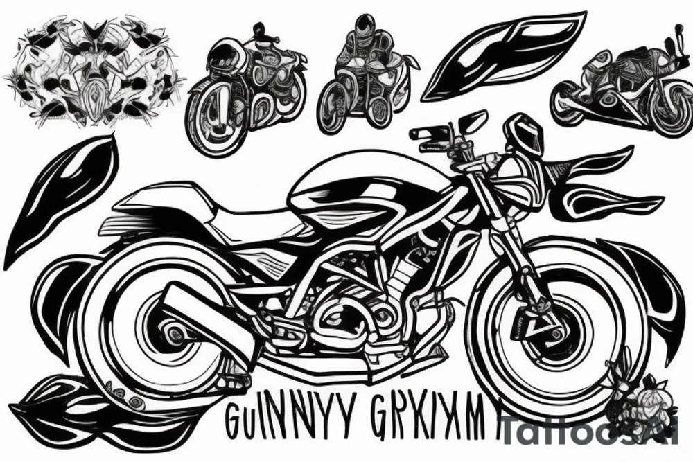 Bunny gym motorcycle tattoo idea