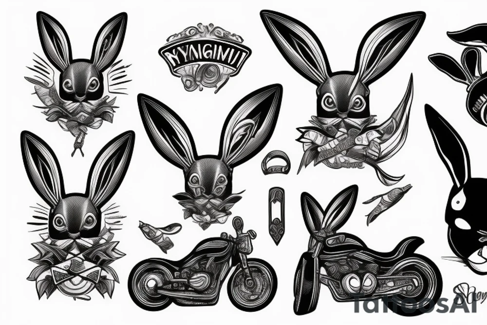 Bunny gym motorcycle tattoo idea