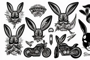 Bunny gym motorcycle tattoo idea