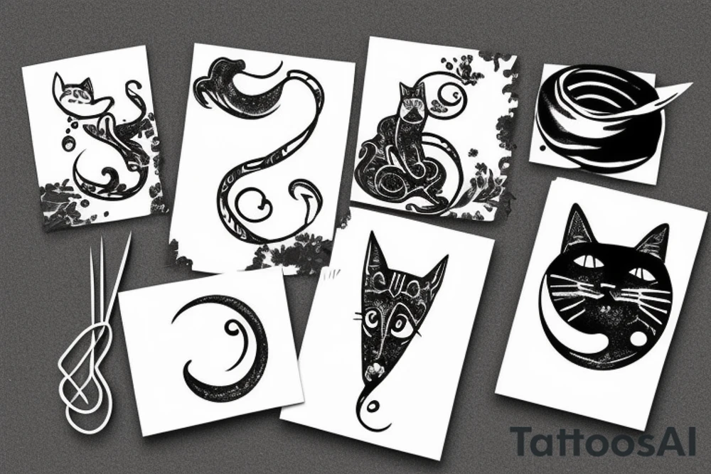 Crescent with a cat tattoo idea