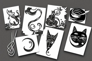 Crescent with a cat tattoo idea