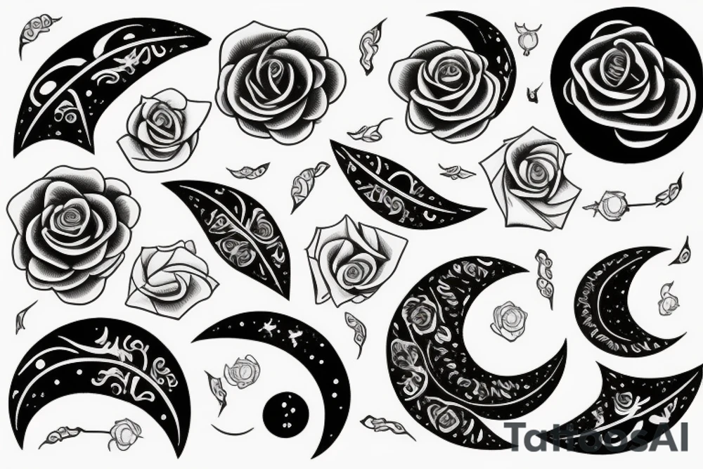 Crescent with a rose tattoo idea