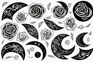 Crescent with a rose tattoo idea