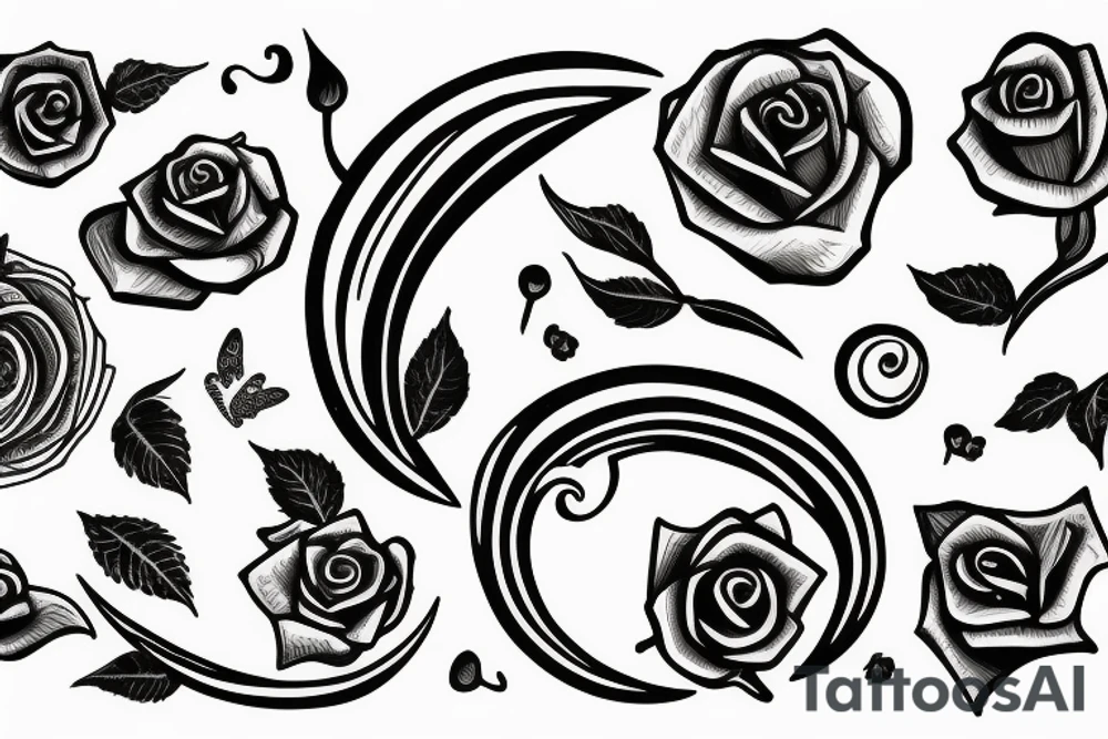 Crescent with a rose tattoo idea